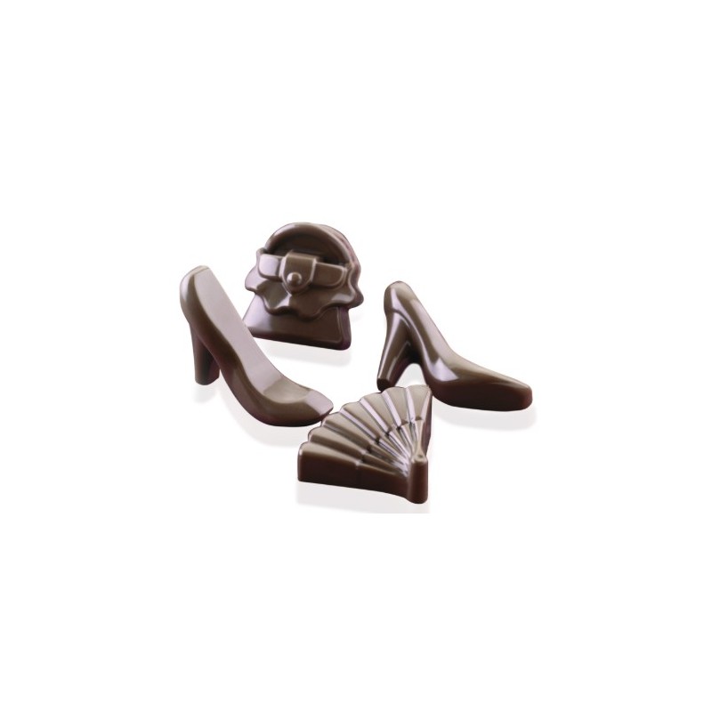 PLAQUE SILICONE CHOCOLAT - 14 sujets fashion 41x30xht12 mm - 7ml