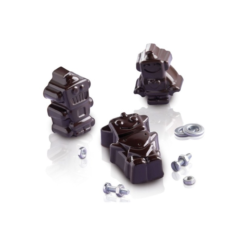 PLAQUE SILICONE CHOCOLAT - 12 sujets robots 39.5x26.7xht16 mm