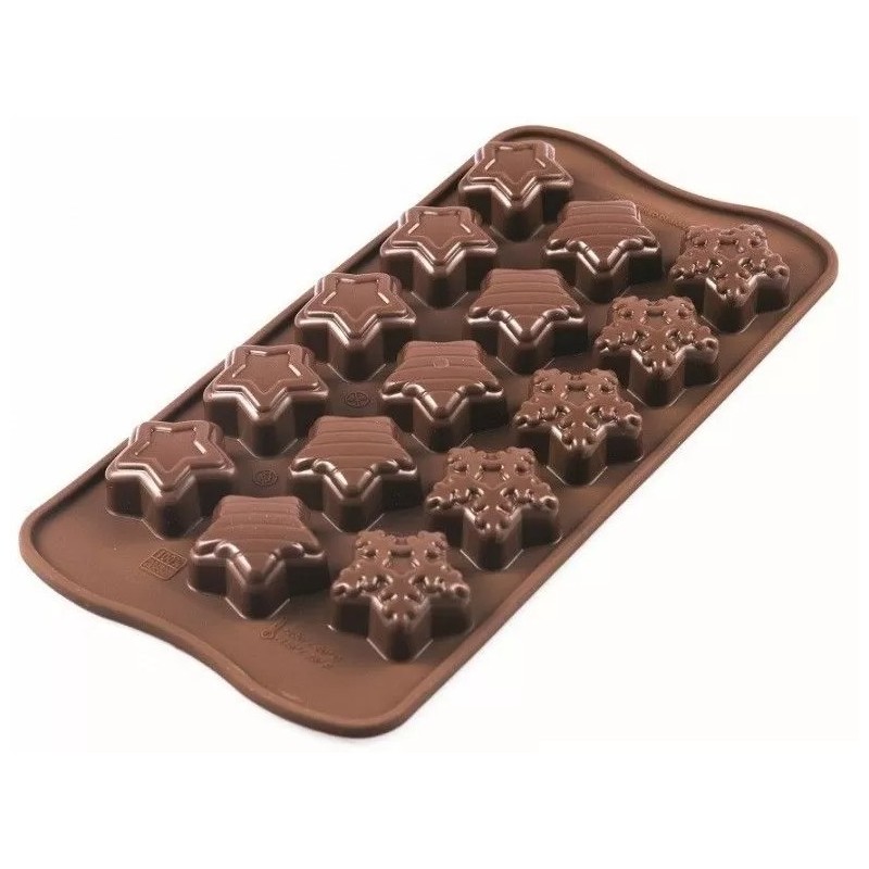 PLAQUE SILICONE CHOCOLAT - 15 étoiles de noël Ø 30xht15 mm - 5.6 ml
