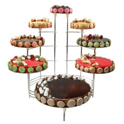 PRESENTOIR GATEAUX METAL - 8 PLATEAUX (2 présentoirs+plateaux jonctio