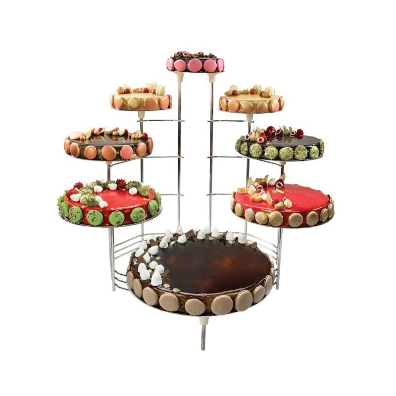 PRESENTOIR GATEAUX METAL - 8 PLATEAUX (2 présentoirs+plateaux jonctio