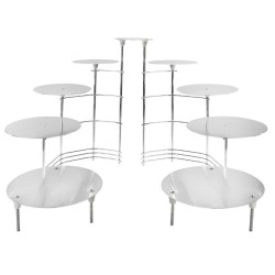 PRESENTOIR GATEAUX METAL - 9 PLATEAUX (2 présentoirs+plateau jonction