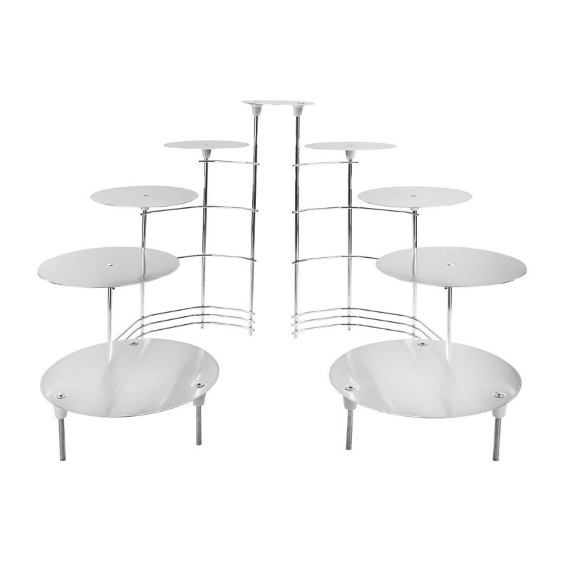PRESENTOIR GATEAUX METAL - 9 PLATEAUX (2 présentoirs+plateau jonction