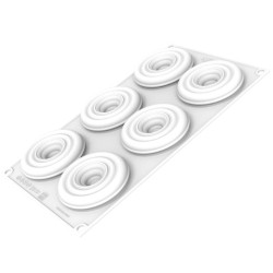 PLAQUE SILICONE 300X175 - 6 tartes tornado Ø 76xht16 mm - 61ml