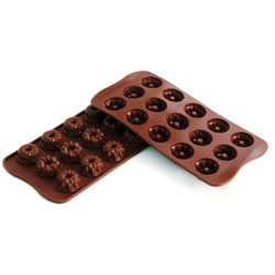 PLAQUE SILICONE CHOCOLAT - 12 sujets fantasia 28.5xht15 mm - 6.5ml