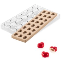 KIT MOULE POUR CHOCOLAT - 24 cœurs 32x27xht17 mm - 9.4ml