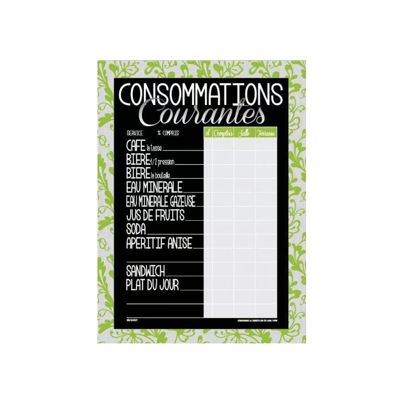 TARIF 300x400 mm Dentelle vert, Consommations courantes + fil nylon