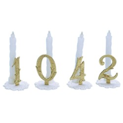 BOUGIE D'ANNIVERSAIRE AVEC SUPPORT - CHIFFRE OR