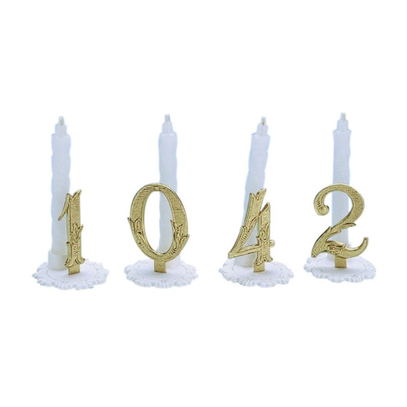 BOUGIE D'ANNIVERSAIRE AVEC SUPPORT - CHIFFRE OR