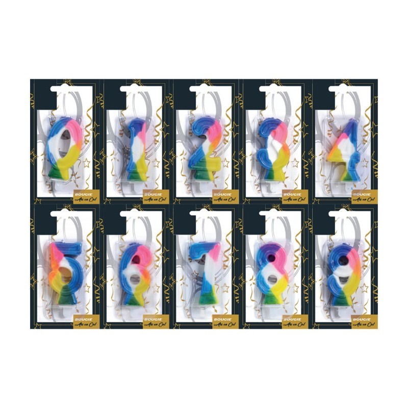 BOUGIE CHIFFRE MULTICOLORE