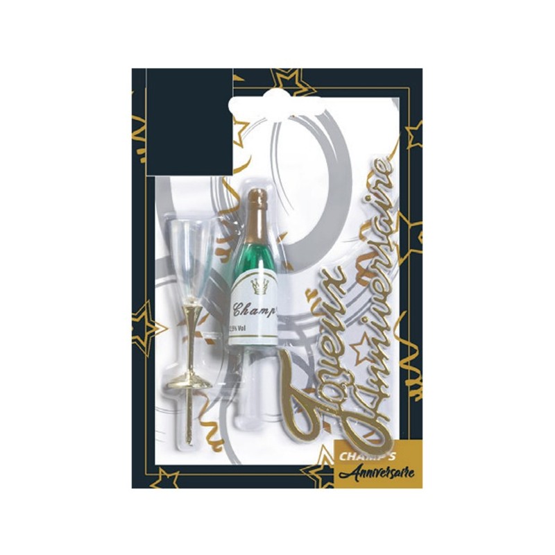 DECOR ANNIVERSAIRE (Coupe et Bouteille + Joyeux Anniversaire)