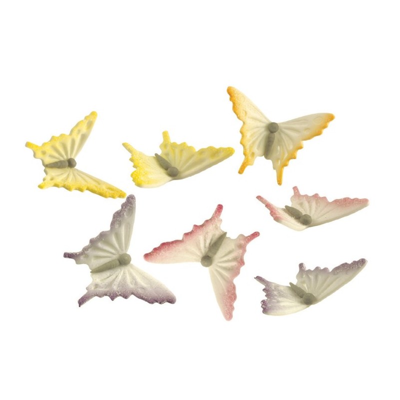 DECOR SUCRE - PAPILLONS ASSORTIS - 38x27x12 mm (x48)