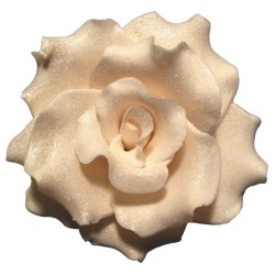 DECOR SUCRE - ROSE FRISEE BLANCHE NACREE - Ø 70 mm (x1)