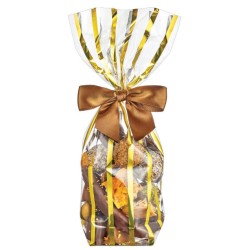 EMBALLAGE SAC TRANSPARENT BANDES OR