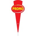 MAXI FLECHE "promo" FOND ROUGE ECRITURE JAUNE 10x24 cm (lot de 10)