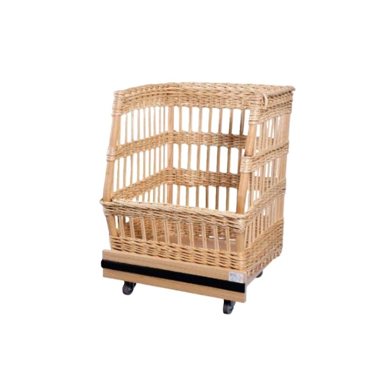 CHARIOT A PAIN EN OSIER - 600x650xht820 mm - Sur roues