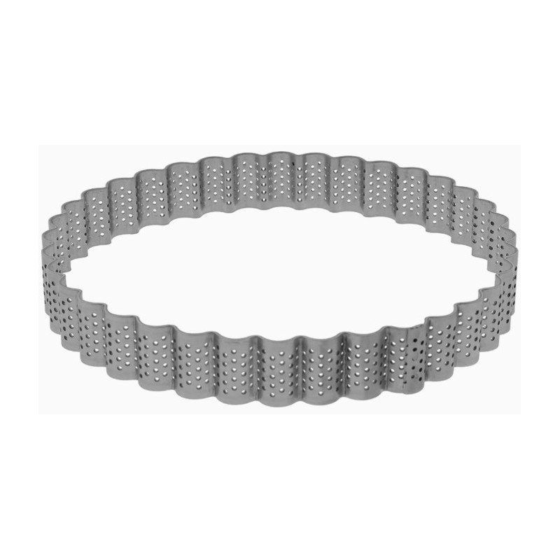 CERCLE A TARTE CANNELEE PERFORE INOX HT 25 MM