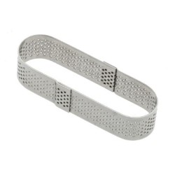 MINI OBLONG A TARTELETTE PERFORE INOX HT 20 - Dim 85x25 mm