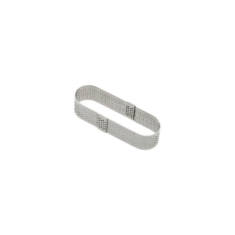 MINI OBLONG A TARTELETTE PERFORE INOX HT 20 - Dim 85x25 mm
