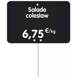 ETIQUETTE 120x80 mm noire, à texte, sans roulettes, pique inox