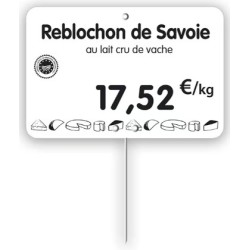 ETIQUETTE 120x80 mm blanche, Tout Comprix Fromages, à texte, pique in