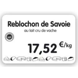 ETIQUETTE 120x80 mm blanche, Tout Comprix Fromages, à texte, sans piq