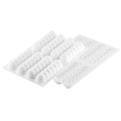 PLAQUE SILICONE 300X175 - 8 truffles éclairs 130x30.5xht27.5 mm - 75m