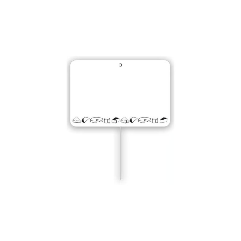 ETIQUETTE 80x60 mm blanche, Tout Comprix Fromages, neutre, pique inox