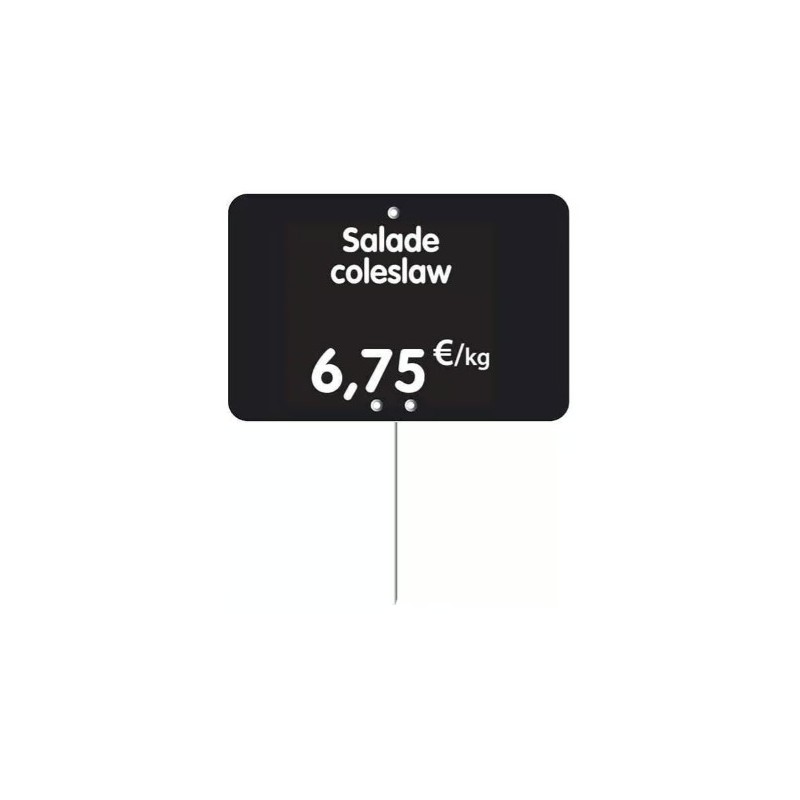 ETIQUETTE 80x60 mm noire, Tout Comprix, à texte, pique inox