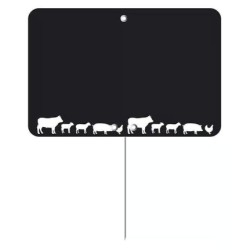 ETIQUETTE 80x60 mm noire, Tout Comprix Boucherie, neutre, pique inox 