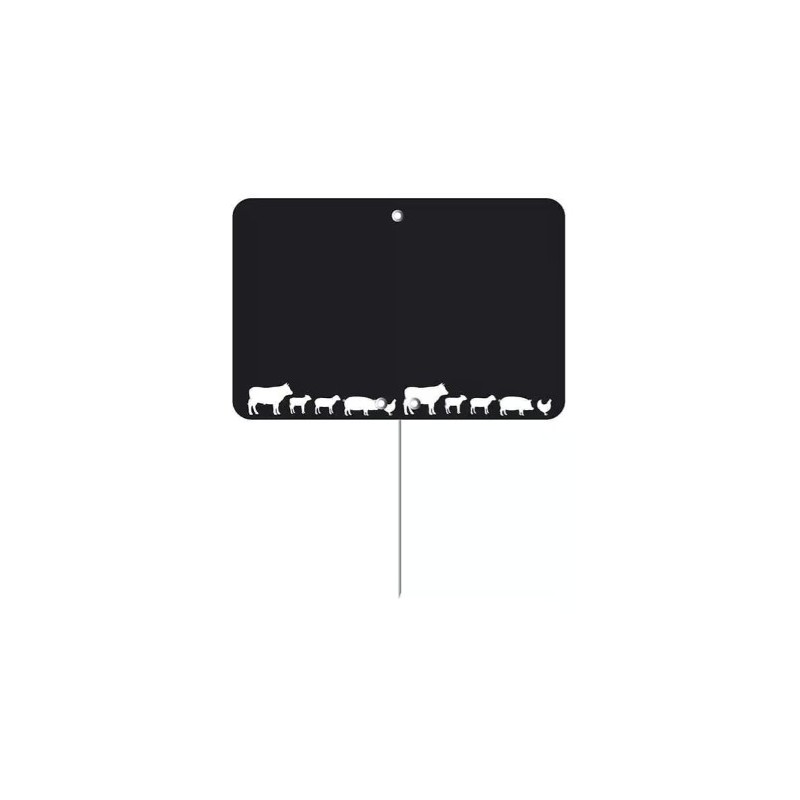 ETIQUETTE 80x60 mm noire, Tout Comprix Boucherie, neutre, pique inox 