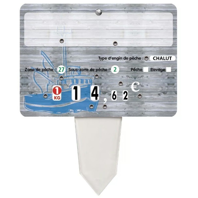 ETIQUETTE 140x100 mm Tribord, neutre, 8 roulettes, patte PVC cristal 