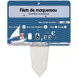 ETIQUETTE 140x100 mm Neptune, à texte, 8 roulettes, patte PVC cristal