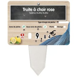 ETIQUETTE 140x100 mm Océane, à texte, 8 roulettes, patte PVC cristal