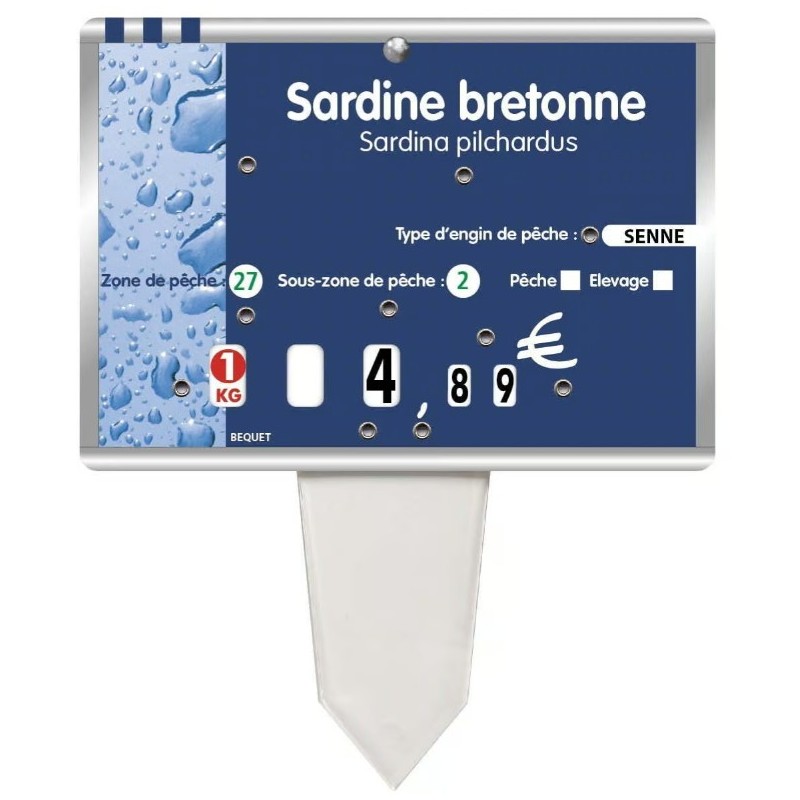 ETIQUETTE 140x100 mm Métallic, à texte, 8 roulettes, patte PVC crista