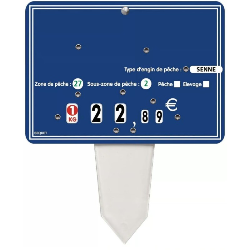 ETIQUETTE 140x100 mm Ardoisine bleue, neutre, 8 roulettes, patte PVC 