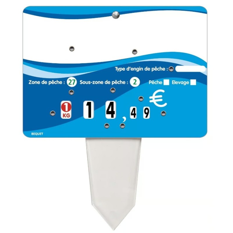 ETIQUETTE 140x100 mm Evasion, neutre, 8 roulettes, patte PVC cristal 