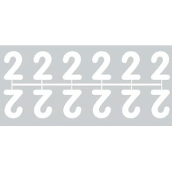 Pochette de 1 barrette de 12 chiffres à picots "2" blanc