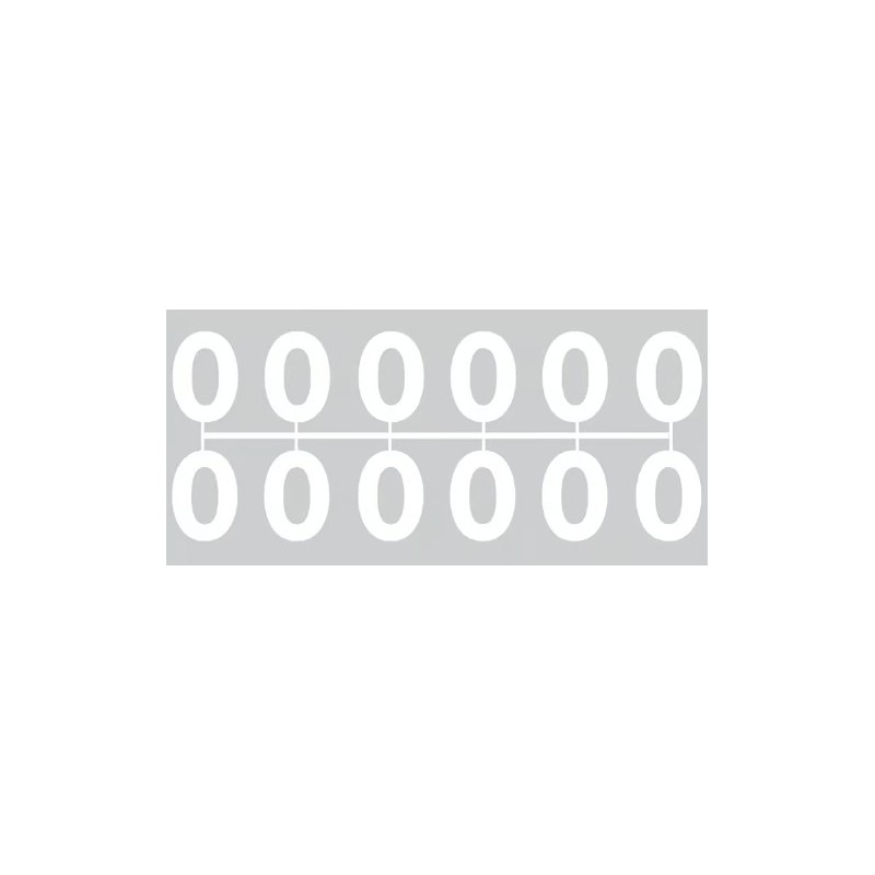 Pochette de 1 barrette de 12 chiffres à picots "0" blanc