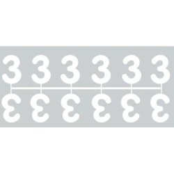 Pochette de 1 barrette de 12 chiffres à picots "3" blanc