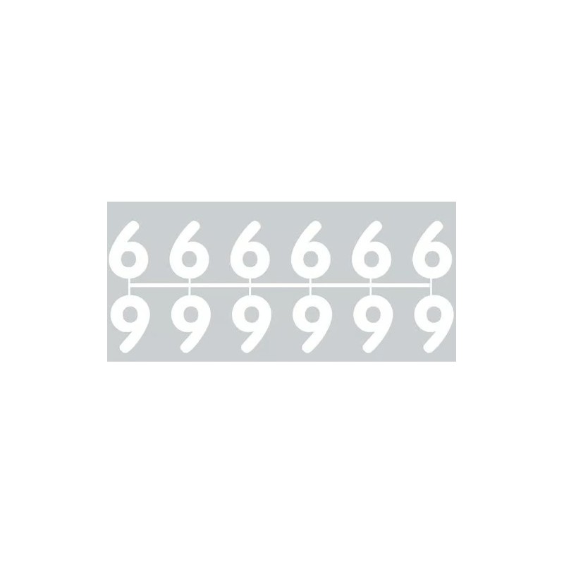 Pochette de 1 barrette de 12 chiffres à picots "6" blanc