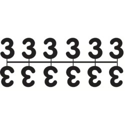Pochette de 1 barrette de 12 chiffres à picots "3" noir
