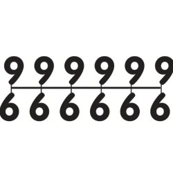 Pochette de 1 barrette de 12 chiffres à picots "6" noir