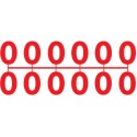 Pochette de 1 barrette de 12 chiffres à picots "0" rouge