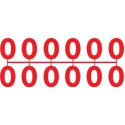 Pochette de 1 barrette de 12 chiffres à picots "0" rouge