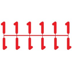 Pochette de 1 barrette de 12 chiffres à picots "1" rouge