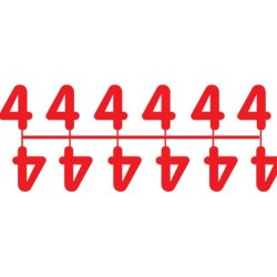Pochette de 1 barrette de 12 chiffres à picots "4" rouge