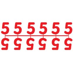 Pochette de 1 barrette de 12 chiffres à picots "5" rouge