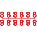 Pochette de 1 barrette de 12 chiffres à picots "8" rouge