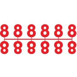 Pochette de 1 barrette de 12 chiffres à picots "8" rouge